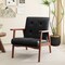 Accent Chair Tufted Leather Mid Century Modern Armchair Comfortable
